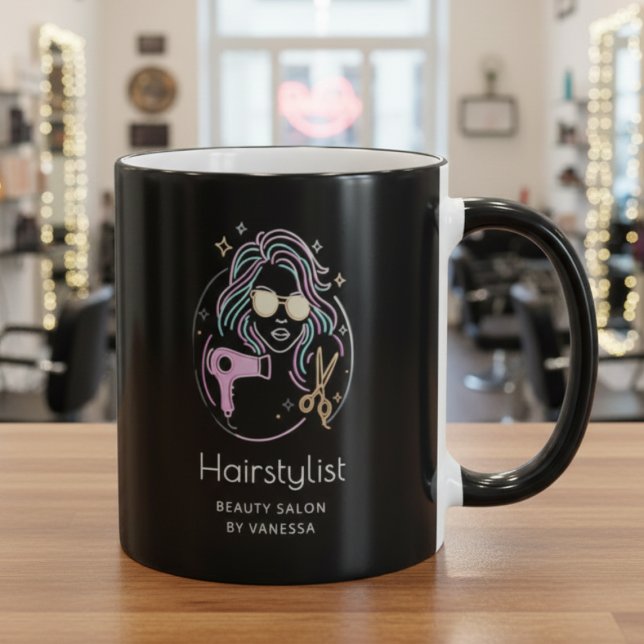 Luxury Hairstylist Beauty Salon Modern Black Mugg (Skapare uppladdad)