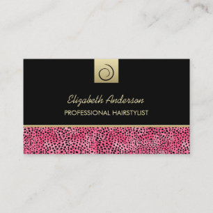 Luxury Hairstylist Rosa Cheetah Print Hair Salon Visitkort