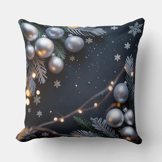 Luxury Helgdag Pillow - Snöflingdesign Kudde (Framsida)