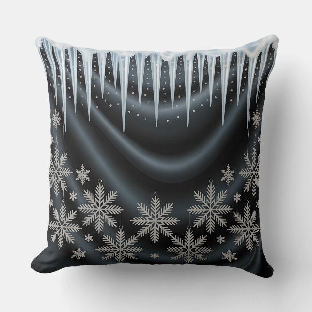 Luxury Helgdag Pillow - Snöflingdesign Kudde (Framsida)