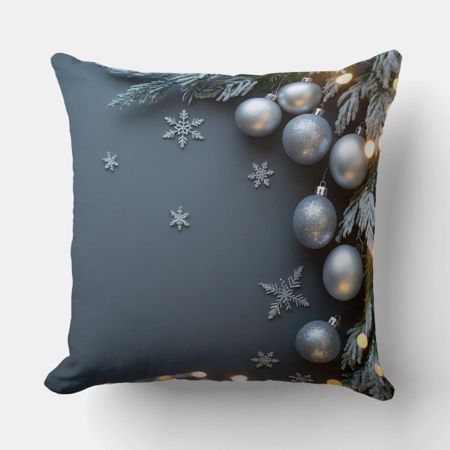 Luxury Helgdag Pillow - Snöflingdesign Kudde (Framsida)