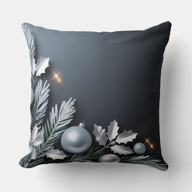 Luxury Helgdag Pillow - Snöflingdesign Kudde (Framsida)
