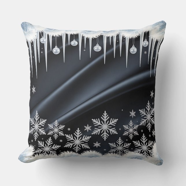 Luxury Helgdag Pillow - Snöflingdesign Kudde (Framsida)