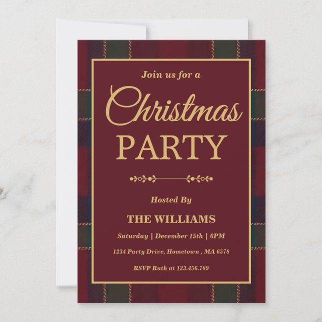 Luxury Heritage Tartan Plaid Christmas Party Inbjudningar (Framsida)