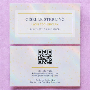 Luxury Holografik Lash Technician Modern Visitkort