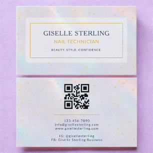 Luxury Holografik Nail Technician Modern Visitkort