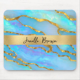 Luxury Holografiska Faux Opal Stone och Guld Foil Musmatta