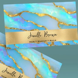 Luxury Holografiska Faux Opal Stone och Guld Foil Visitkort