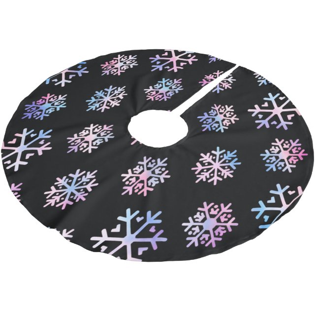 Luxury Holographic Snowflake Christmas Collection Julgransmatta Borstad Polyester (Vinklad)