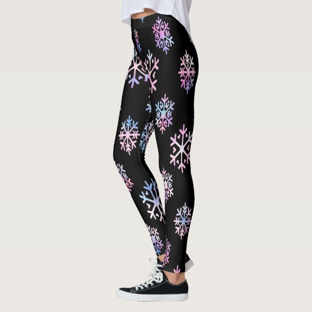 Luxury Holographic Snowflake Christmas Collection Leggings (Vänster)