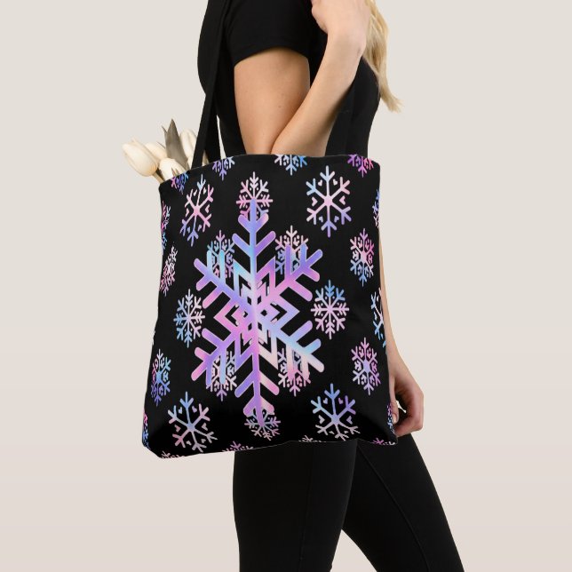 Luxury Holographic Snowflake Christmas Collection Tygkasse (Närbild)