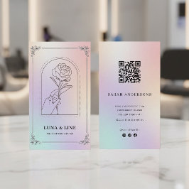 Luxury Holographic Tattoo Artist Card with QR Code Visitkort