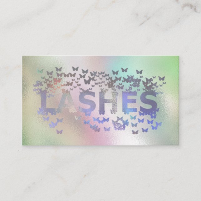 Luxury holoGraphics butterflies lash logotyp busin Visitkort (Framsida)