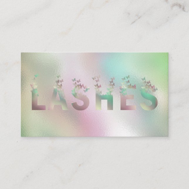 Luxury holoGraphics butterflies lash logotyp busin Visitkort (Framsida)