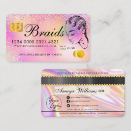 Luxury Holography Foil Hair Braiding Kredit Stil Visitkort