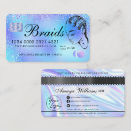 Luxury Holography Foil Hair Braiding Kredit Stil Visitkort