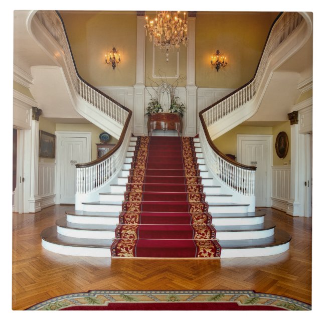Luxury Home Red Carpet Trappor Chandelier Tile Kakelplatta (Framsidan)