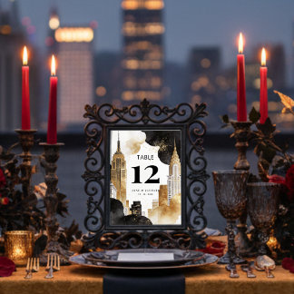 Luxury Iconic NYC Buildings Cityscape with Glitter Bordsnummer