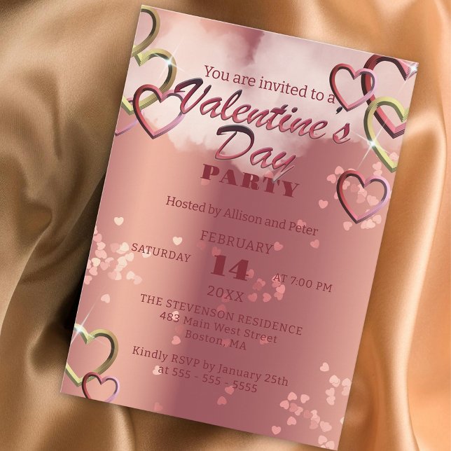 Luxury Intertwted Hearts Valentine Day Party Inbjudningar (Skapare uppladdad)