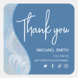 Luxury Iridescent Blue Gradient Sticker Fyrkantigt Klistermärke