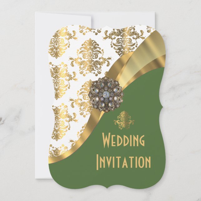 Luxury Irish grönt och guld dammens bröllop Inbjudningar (Baksida)