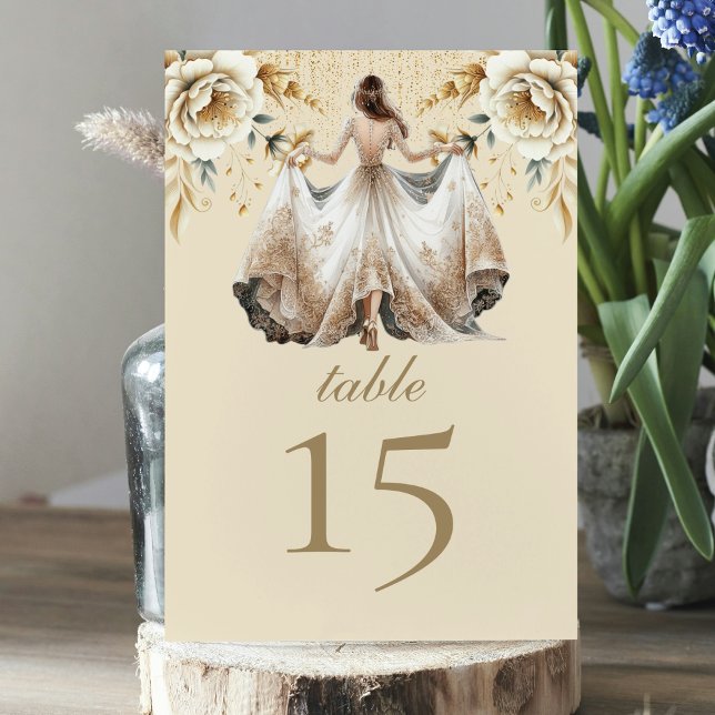 Luxury Ivory & Guld Quinceañera Bordsnummer (Skapare uppladdad)