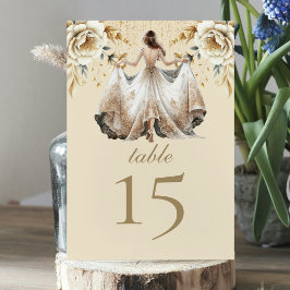 Luxury Ivory & Guld Quinceañera Bordsnummer