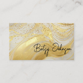 Luxury Ivory Marble & Gold Glitter Business Card Visitkort
