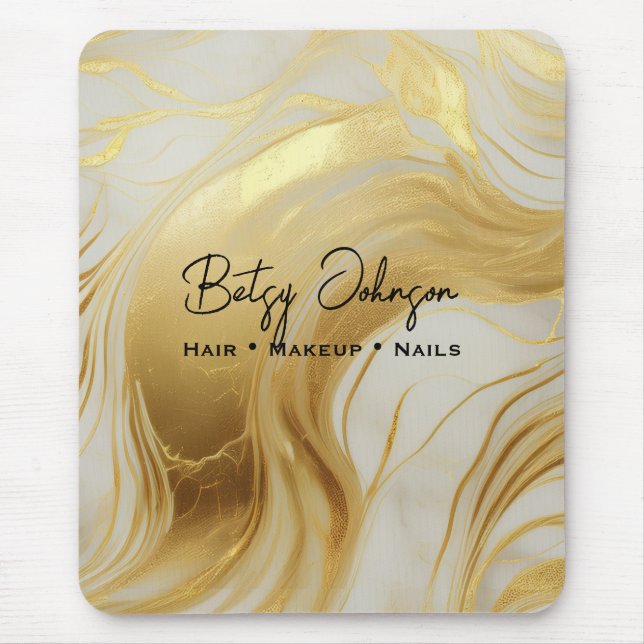 Luxury Ivory och Gold Foil Marcular Musmatta (Framsidan)