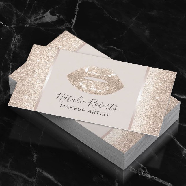 Luxury Ivory Shimmer Läppar Modern Beauty Salon Visitkort (Skapare uppladdad)