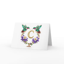 Luxury Jeweled Hummingbird Monogram C Wedding