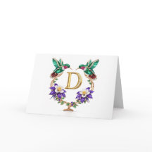 Luxury Jeweled Hummingbird Monogram D Wedding