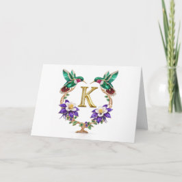 Luxury Jeweled Hummingbird Monogram K Wedding Tack Kort