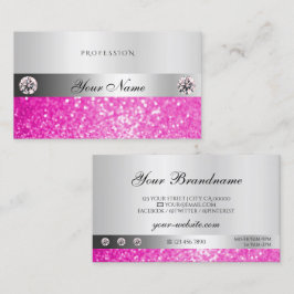 Luxury Jewels Silver Shimmer Rosa Glitter Diamonds Visitkort
