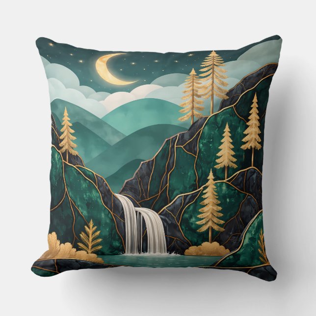 Luxury Kintsugi Mountain Waterfall Pillow  Kudde (Framsida)