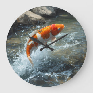 LUXURY KOI FISCH ARTWORK STOR KLOCKA