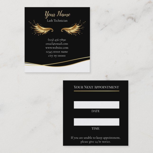 Luxury Lash Technician Appointment Card Tidsbeställning Kort (Fram/baksida)