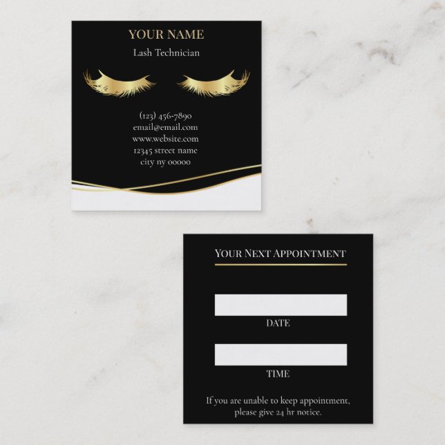 Luxury Lash Technician Appointment Card Tidsbeställning Kort (Fram/baksida)