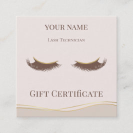 Luxury Lash Technician Gift Certificate Card Lojalitetskort