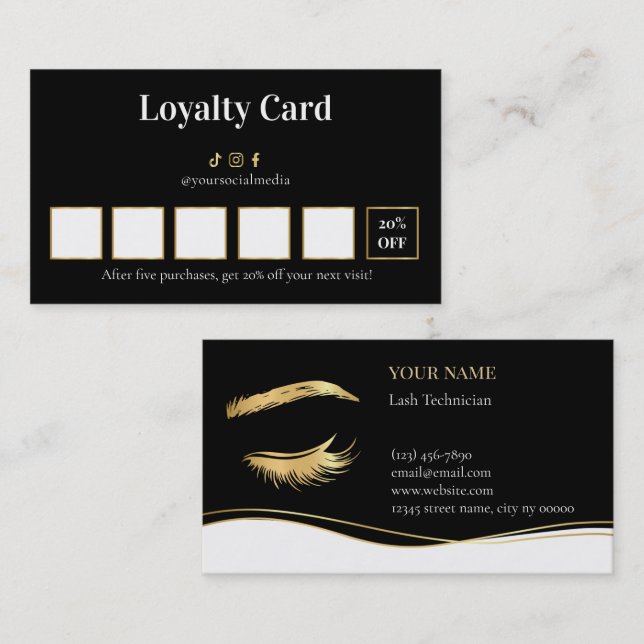 Luxury Lash Technician Loyalty Card Lojalitetskort (Fram/baksida)