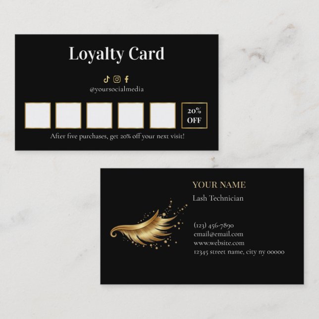 Luxury Lash Technician Loyalty Card Lojalitetskort (Fram/baksida)