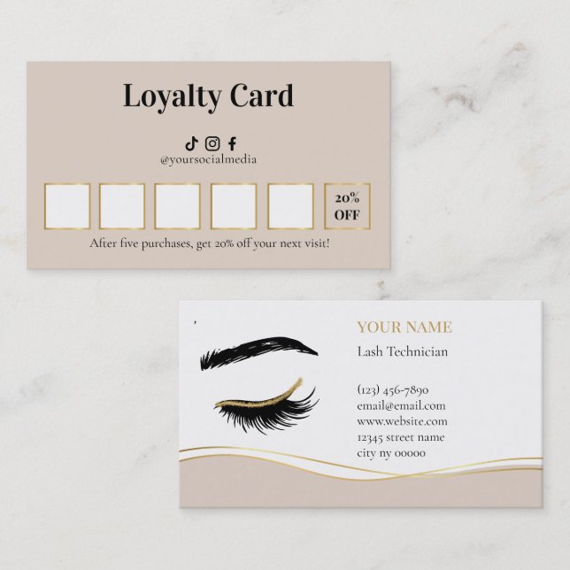 Luxury Lash Technician Loyalty Card Lojalitetskort (Fram/baksida)