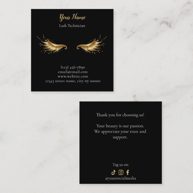 Luxury Lash Technician Thank you Card Lojalitetskort (Fram/baksida)
