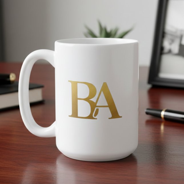 Luxury Law Firm Monogram Coffee Mug | Navy & Gold Kaffemugg (Skapare uppladdad)