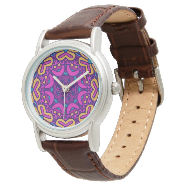 Luxury Leather Watch - Snyggt Boho Tribal Mönster Armbandsur (Vinklad)