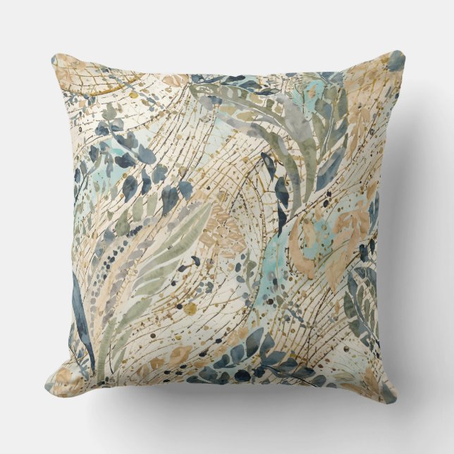 Luxury Leaves Pattern with Gold, Sage, Beige Color Kudde (Framsida)
