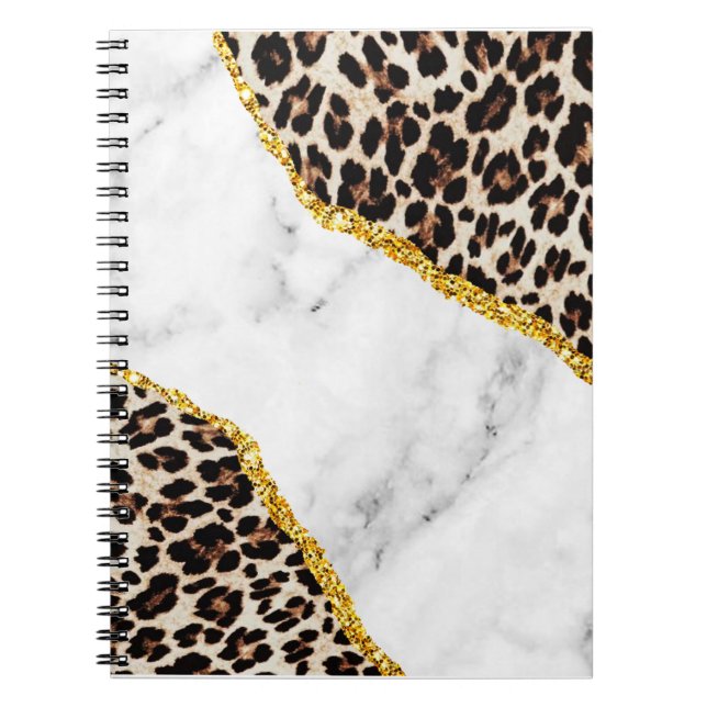 Luxury Leopard Insida Marble Stone Glitter Beach Anteckningsbok (Framsidan)