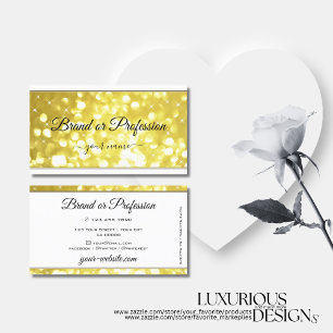 Luxury Light Golden Glitter Stars Elegant White Visitkort