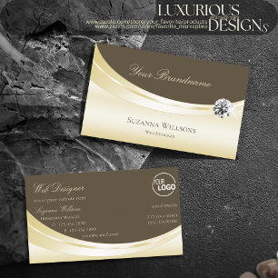 Luxury Light Guld Brown med Logotyp och Diamond Lu Visitkort