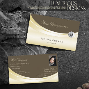 Luxury Light Guld Brown med Photo and Diamond Visitkort